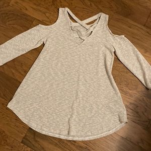 Cold Shoulder Cream Sweater Tunic
